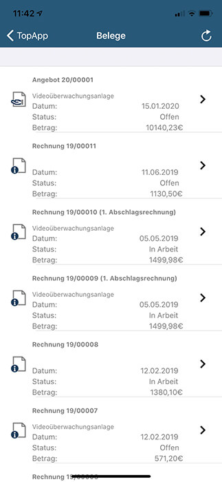 TopApp aktuelle Belege